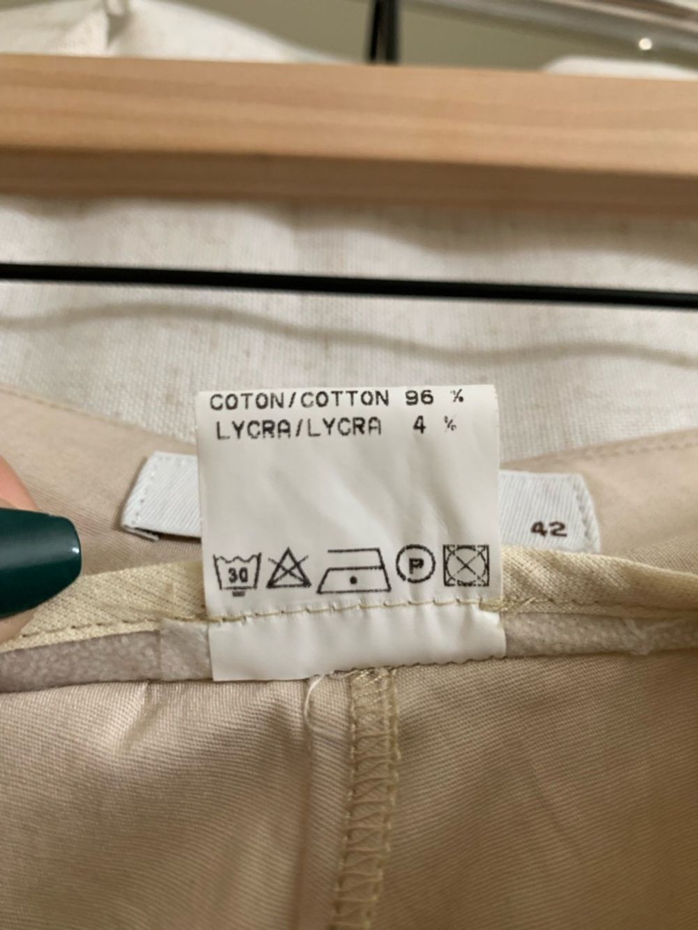 Yumi Mazao France Beige Straight-Leg Dress Pants Chino Cotton Crisp Lightweight - Picture 10 of 10